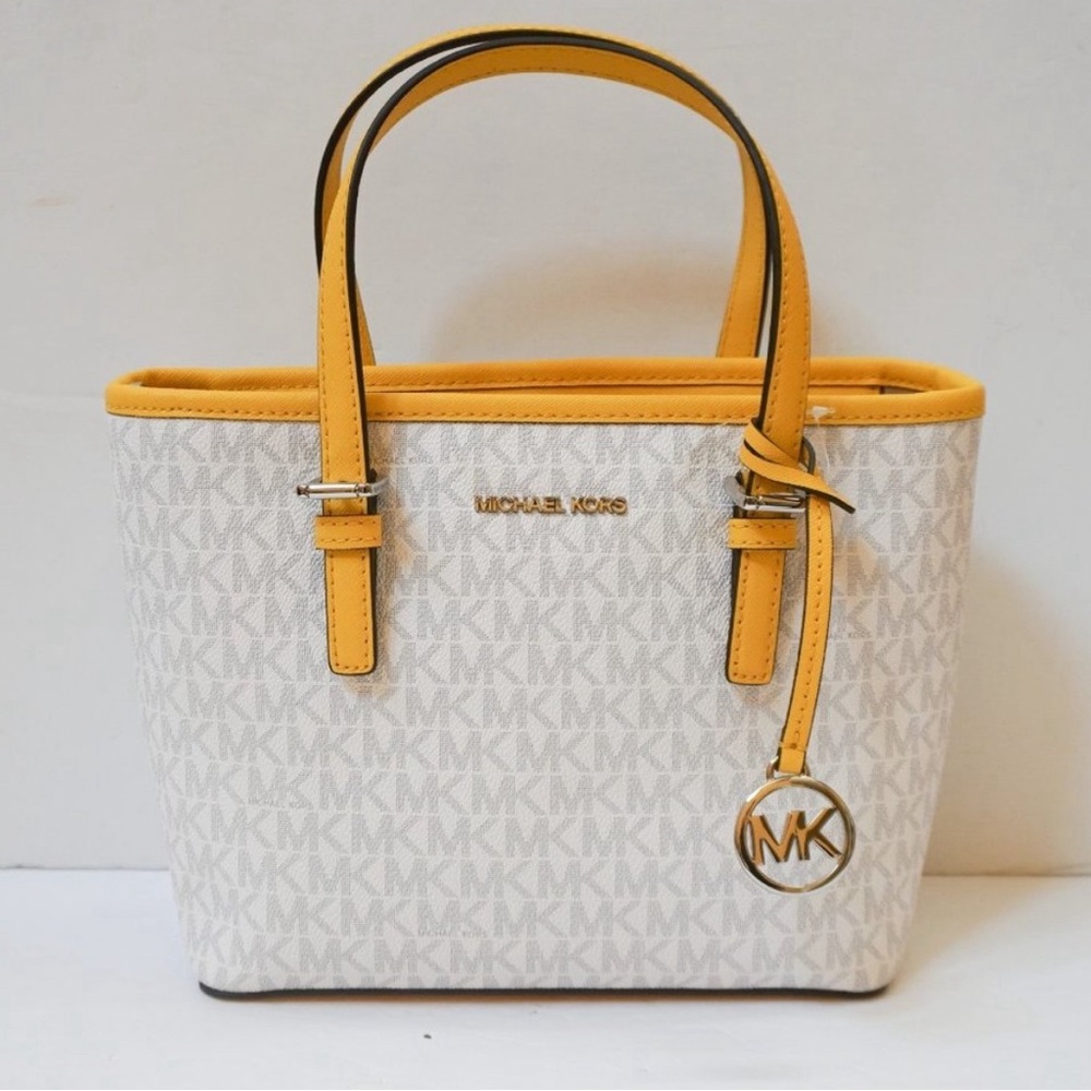 Michael Kors Jet Set Travel XS Carryall Tote Top Zip Satchel Shoulder Bag Yellow